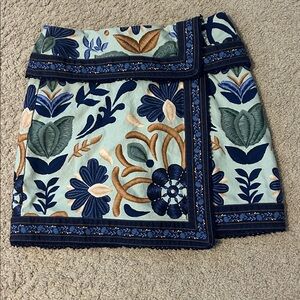FARM Rio Embroidered Floral Mini Skirt in Mint, Navy, Gold